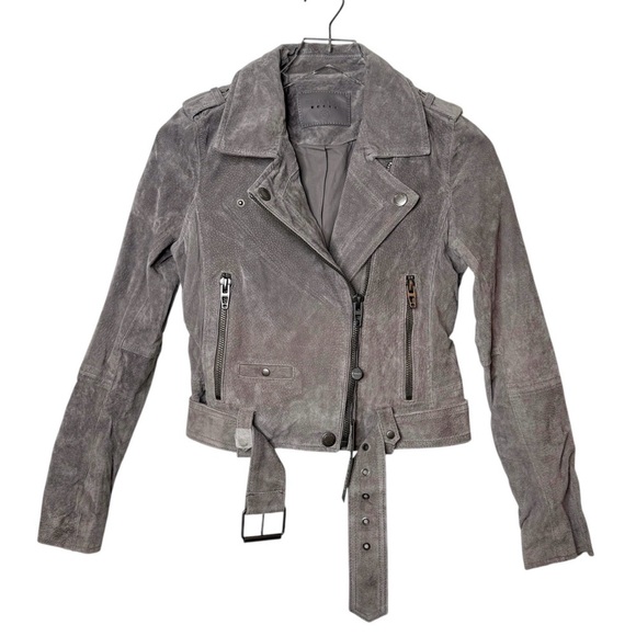 NEW BLANK NYC Gray Genuine Leather Suede Women’s Moto Jacket Sz XS - Picture 1 of 12